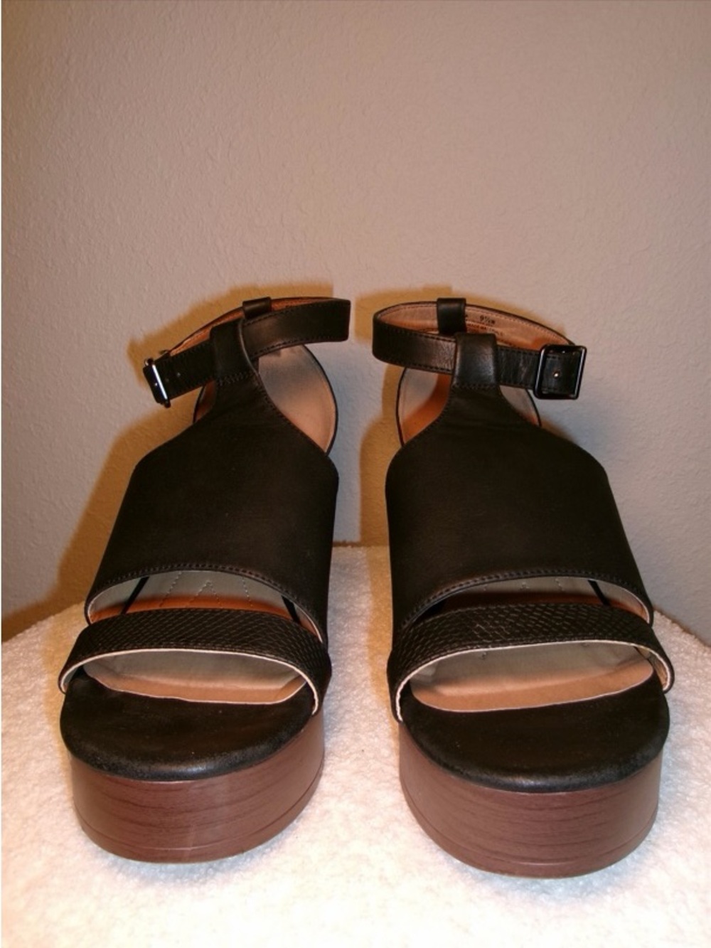 Wonderly Black Platform Ankle-Strap Sandals